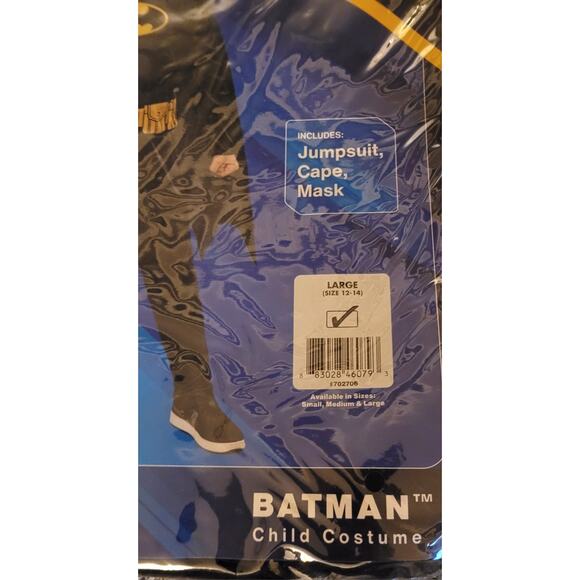Rubies DC WB Batman Child Halloween Costume 3 Pieces Set Black Size Large(12-14) - Picture 2 of 3